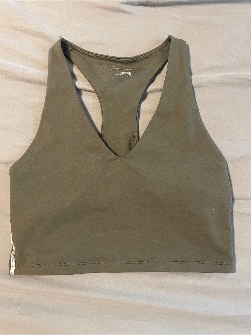 aerie OFFLINE Olive Green Crop Top